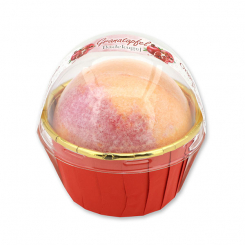 Bath ball with sheep milk 125g in a cases modern, Pomegranate 