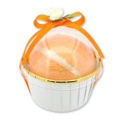 Bath bomb with sheep milk 125g in a cases decorated, Grapefruit 
