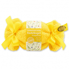 Bath ball with sheep milk 125g in a washcloth "Sonnenschein", Grapefruit 