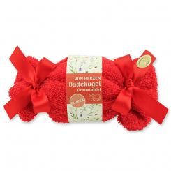 Bath ball with sheep milk 125g in a washcloth "Von Herzen", Pomegranate 