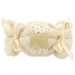Bath ball with sheep milk 125g in a washcloth "Wintergruß", Milk & honey 