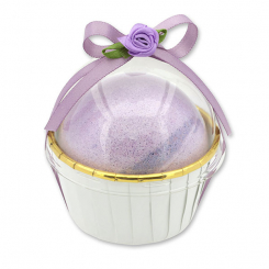Bath bomb with sheep milk 125g in a cases decorated, Lavender 