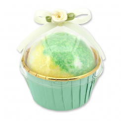 Bath bomb with sheep milk 125g in a cases decorated, Lime 