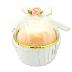 Bath bomb with sheep milk 125g in a cases decorated, Peach 