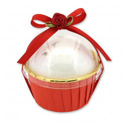 Badekugel mit Schafmilch 125g im Förmchen dekoriert, Rose 