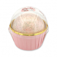 Glitter bath ball with sheep milk 125g in a cases modern, Pomegranate 
