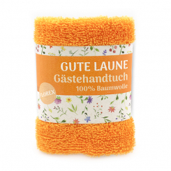 Hand towel 30x30cm "Gute Laune", orange 