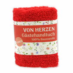 Hand towel 30x30cm "Von Herzen", red 