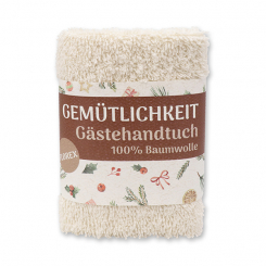 Hand towel 30x30cm "Gemütlichkeit", creme 