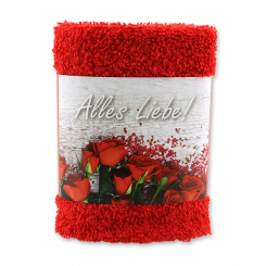 Waschtuch 30x30cm "Alles Liebe", rot 