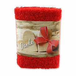 Hand towel 30x30cm "Danke", red 