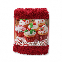 Waschtuch 30x30cm "Winterzauber", bordeaux 