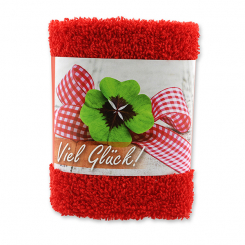 Hand towel 30x30cm "Viel Glück", red 