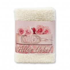Hand towel 30x30cm "Alles Liebe", creme 