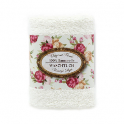 Waschtuch 30x30cm "Vintage-Motiv 78", weiß 