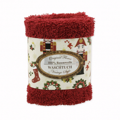 Waschtuch 30x30cm "Vintage-Motiv 89", bordeaux 