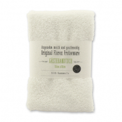 Guest towel 30x50cm white with label, green 