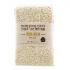 Guest towel white 30x50cm with label, creme 