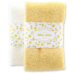 Gästehandtuch 30x50cm "Alles Liebe", hellorange/weiß 