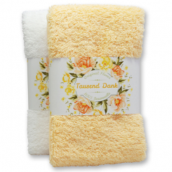 Guest towel 30x50cm "Tausend Dank", light orange/white 
