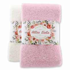 Gästehandtuch 30x50cm "Alles Liebe", rosa/weiß 