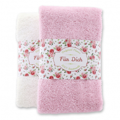 Guest towel 30x50cm "Alles Liebe", rose/white 