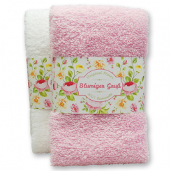 Guest towel 30x50cm "Blumiger Gruß", rose/white 