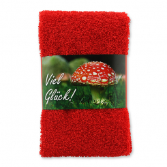 Guest towel 30x50cm "Viel Glück", red 