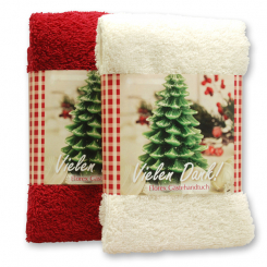 Gästehandtuch 30x50cm "Vielen Dank", creme/bordeaux 