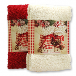 Gästehandtuch 30x50cm "Gute Freunde", creme/bordeaux 