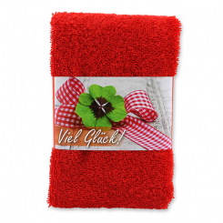 Guest towel 30x50cm "Viel Glück", red 