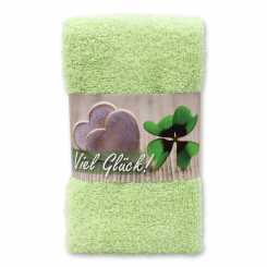 Guest towel 30x50cm "Viel Glück", green 