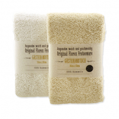 Gästehandtuch 30x50cm mit transparenter Schleife, creme/weiß 