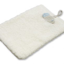 Washcloth with crocheted fish 