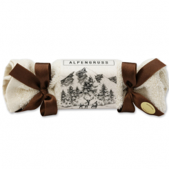 Schafmilchseife eckig 100g im Waschlappen "Alpengruß", Zirbe 