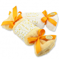 Sheep milk soap 100g in a washcloth "Alles Liebe", Orange 