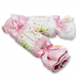 Sheep milk soap 100g in a washcloth "Blumiger Gruß", Peony 
