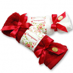 Sheep milk soap 100g in a washcloth "Rosengarten", Rose 