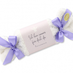 Sheep milk soap 100g in a washcloth "Ich bin immer für dich da - Herzensmensch", Lavender 