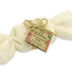 Sheep milk soap 100g in a washcloth "feel-good time", Wild rose 