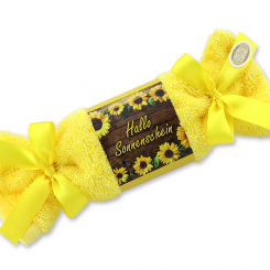 Sheep milk soap 100g in a washcloth "Hallo Sonnenschein", Sunflower 
