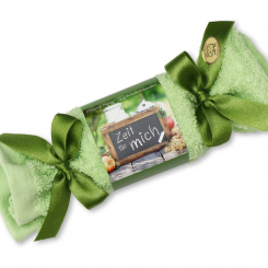 Sheep milk soap 100g in a washcloth "Zeit für mich", Apple 