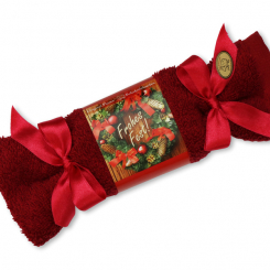 Sheep milk soap 100g in a washcloth "Frohes Fest", Granatapfel 