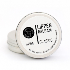 Lippenbalsam Classic 25ml in einer Alu-Dose mit Etikett "Black Edition" weiss 