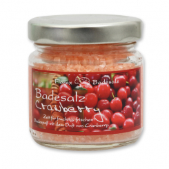 Bath salt 120g in a glass jar, Cranberry 