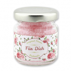 Bath salt 60g in a glass jar "Für Dich", Rose Diana 