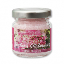 Badesalz 60g im Glas "Herzlichen Glückwunsch", Pfingstrose 