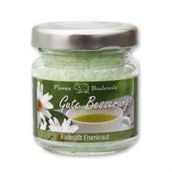 Bath salt 60g in a glass jar "Gute Besserung", Verbena 