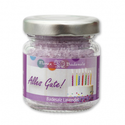 Bath salt 60g in a glass jar "Alles Gute", Lavender 