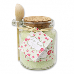 Bath salt 300g in a glass jar with a wooden spoon "Vielen Dank", Verbena 